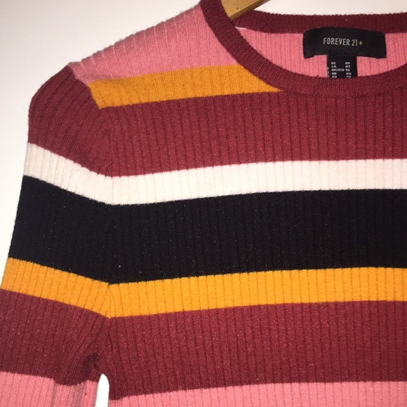 Striped long-sleeve sweater, forever 21, size OX, - Picture 2 of 2